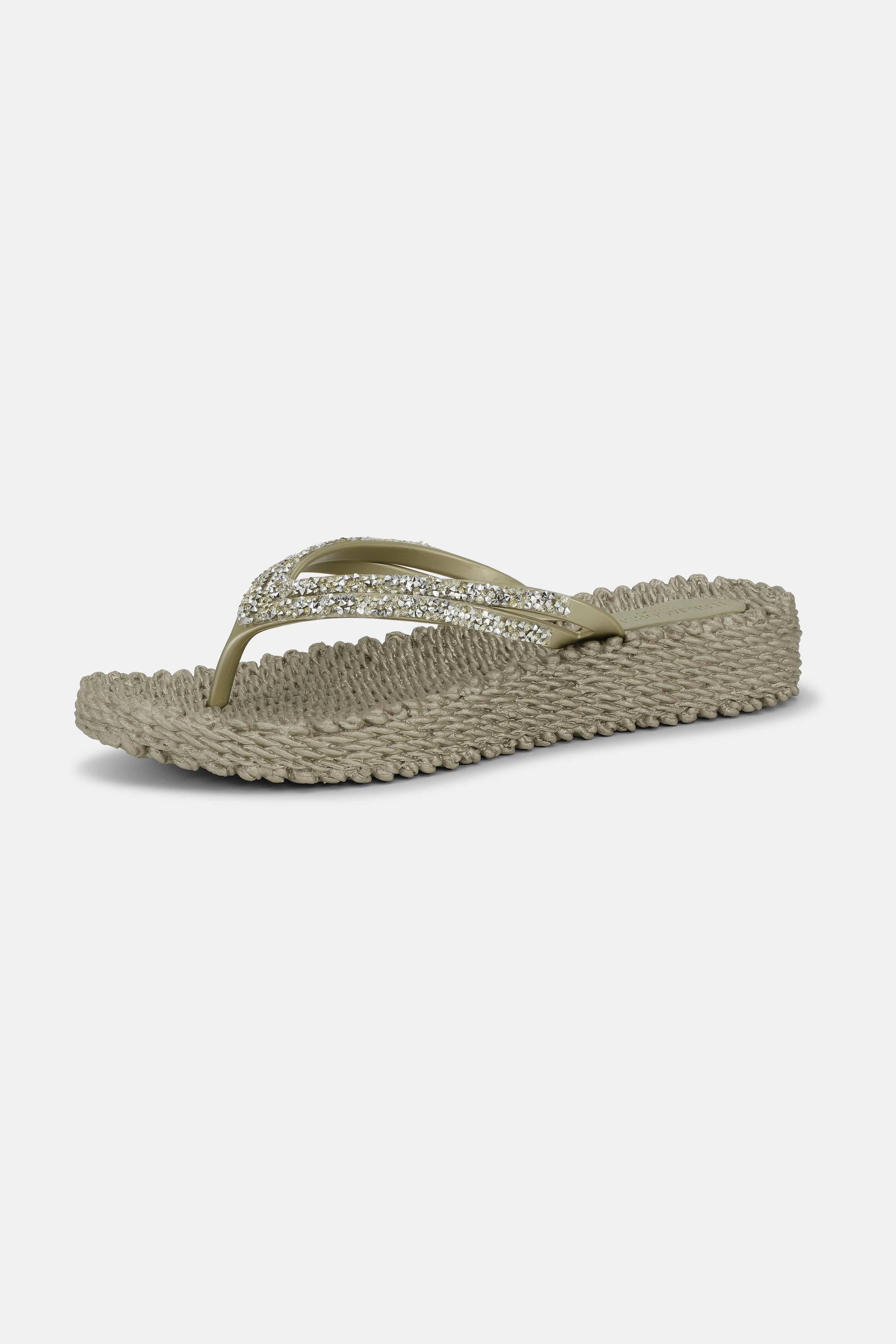 Platform Flip-flops Glitter Stones - Platin